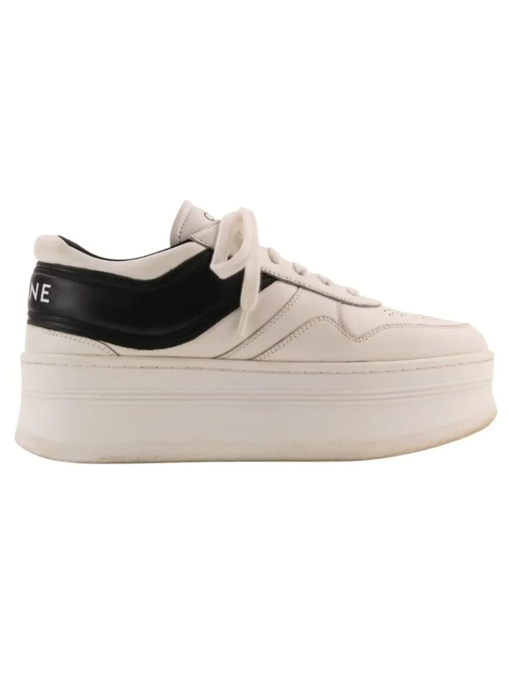 Celine Block Leather Sneakers Platform Thick Sole White Black